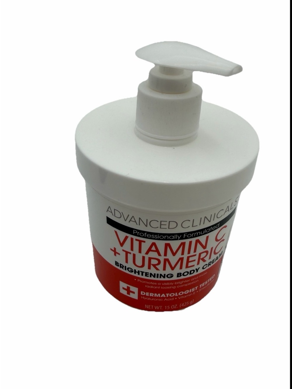 Vitamin C + Turmeric Brightening Body Cream - White & Orange Pump Jar